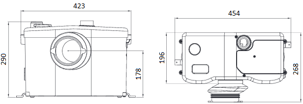 Размеры туалетного насоса JEMIX STP-100 Lux